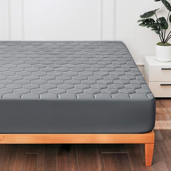 Hearth & Harbor King Size Quilted Fitted Mattress Pad Cover, 100% Waterproof Mattress Protectors, Deep Pocket Fitted Mattress Cover 8" - 21" (78" x 80", Gray)