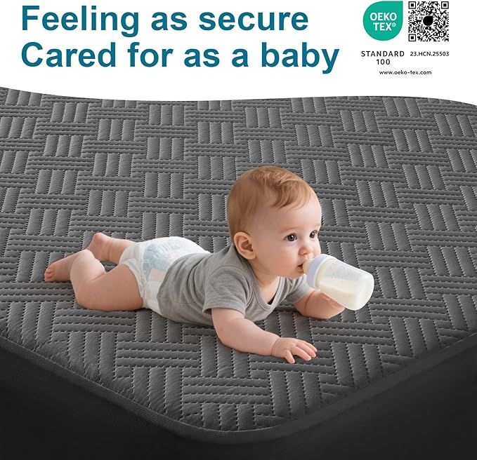 GOPOONY Waterproof Mattress Protector Full Size - Breathable, Noiseless, Ultra-Soft Bed Cover, Mattress Pad Cover with Deep Stretchable Pockets 8"-21" (Gray)
