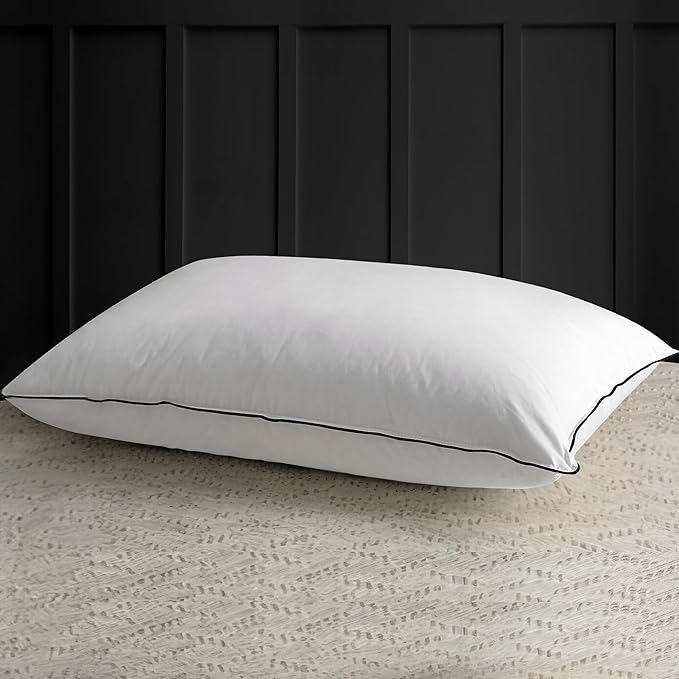 APSMILE Medium Firm Feathers Down Pillow Queen Size Pack of 1, Luxury Feathers Pillow for Sleeping, 100% Organic Cotton Cover Hotel Collection Bed Pillows for Side Sleeper (White, 20"x30")