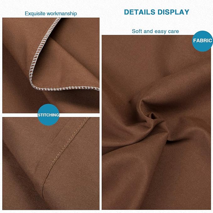 FLXXIE Pillow Cases Standard Size, Soft Microfiber Pillow Covers with Envelope Closure, Wrinkle, Stain Resistant Pillowcases, 2 Piece Set, 20x26, Brown