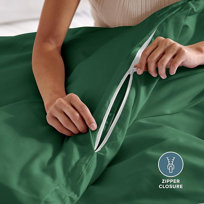 Bare Home Bedding Duvet Cover California King Size - Premium 1800 Super Soft Collection - Lightweight, Cooling - Soft Breathable Bedding Duvet Cover (Cal King, Forest Green)