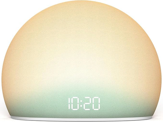 HOUSBAY Sunrise Alarm Clock, White Noise Sound Machine for Bedroom | Natural Wake-Up Light with Gentle Alarm Sounds, 20 Soothing Sleep Aids, Dimmable Display, Screen-Free Design - Teal