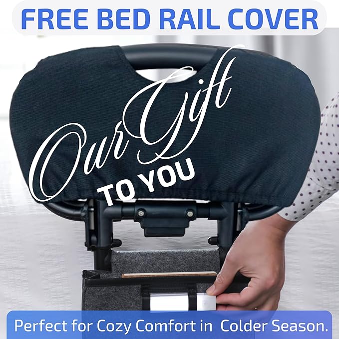 Sturdy Bed Rails for Elderly Adults Safety - Foldable & Adjustable Bed Rail - Supports up to 330lbs - Fit King, Queen, Full, Twin - Bed Guard Rail for Seniors WELLORA