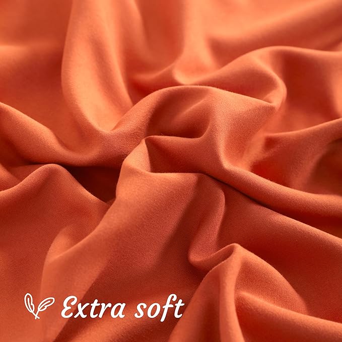 NTBAY Brunt Orange Microfiber Pillowcases, Set of 2, 20x26 Inches, Soft, Wrinkle, Fade Resistant, Machine Washable