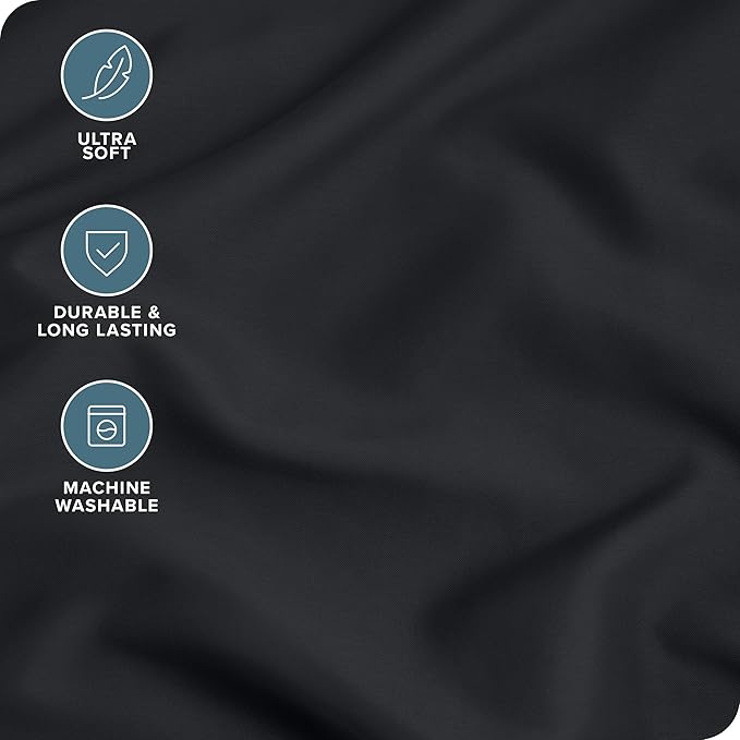 Bare Home Microfiber Pillow Cases - Queen Size Set of 2 - Cooling Pillowcases - Double Brushed - Easy Care - Envelope Closure (Queen Pillowcase Set of 2, Black)