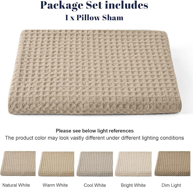 PHF Ultra Soft Waffle Weave Body Pillowcase with Zipper, No Insert, 1Pack 20" x 54" Pillow Sham, Breathable & Skin-Friendly Body Pillow case, Stylish Decorative Bed Pillow Cover, Khaki