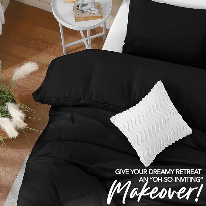 Utopia Bedding Duvet Cover Set with Pillowcases- 2 Pieces Bedding Duvet Cover with Zipper Closure - 1 Duvet Cover with 1 Pillow Sham - Soft Brushed Microfiber (Twin/Twin XL, Black)