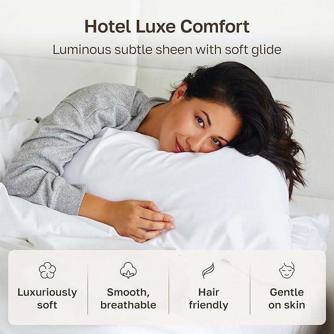 California Design Den Pillow Cases Standard Size Set of 2-800 Thread Count Sateen, Natural 100% Cotton Pillowcases, Fits Standard & Queen Pillows - Beige