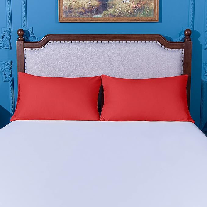 NTBAY King Pillowcase Set - 2 Pack Brushed Microfiber 20x40 Pillowcases - Soft, Wrinkle-Free, Fade-Resistant, Stain-Resistant, Wine Red Pillowcases with Envelope Closure - 20x40 Inches, Wine Red