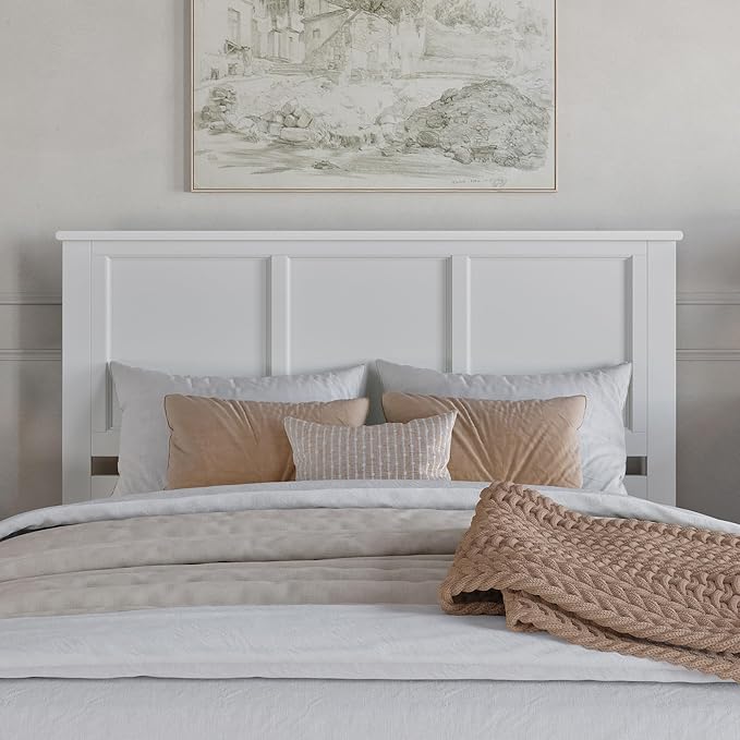 AFI, Madison Queen Solid Wood Panel Headboard, White