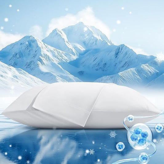 Cooling Pillow Cases 2 Pack Standard Size Cooling Pillowcases for Hot Sleeper Q-Max>0.5, Hydrates Skin & Hair, Reduces Wrinkles & Frizz, Soft Smooth Silky Pillowcases Envelope Set of 2, White