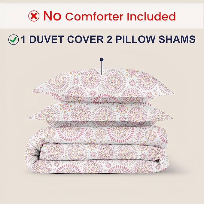 Kotton Culture 120"x98" 3 Pc Oversized King Duvet Cover Set 100% Egyptian Cotton - 600 TC Comforter Cover, Zipper Closure & Corner Ties - Fits Large King Inserts (Oversized King,Mandala)