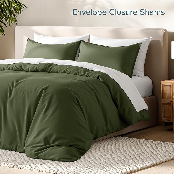 Bare Home Bedding Duvet Cover Queen Size - Premium 1800 Super Soft Collection - Lightweight, Cooling - Soft Breathable Bedding Duvet Cover (Queen, Cypress)