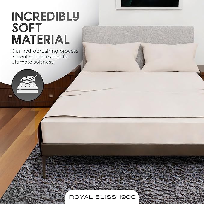 California King Sheet Sets – 4Pcs Cal King Bedding Set, Deep Pocket, Double Brushed Microfiber, Fade Resistant, Soft & Breathable Bed Sheets for Ultimate Comfort(Ivory)