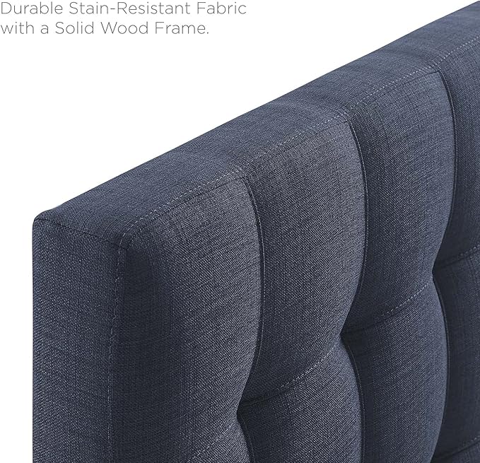 Modway Lily Tufted Linen Fabric Upholstered King Headboard in Navy