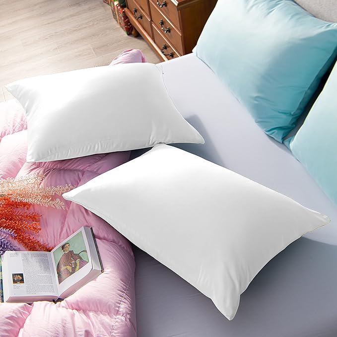 NTBAY Zippered Satin Pillow Cases for Hair and Skin, Luxury King Hidden Zipper Pillowcases Set of 2, 20x36 Inches, Pure White