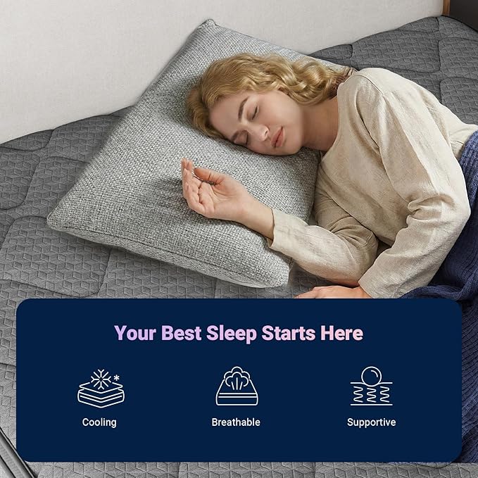 Avenco 12 Inch Full Size Mattress, Hybrid Mattress with Smarts Coil™ Pocket Springs for Targeted Support and NanoGel™ Memory Foam for Cool Night Sleep & Motion Isolation, CertiPUR-US Certified