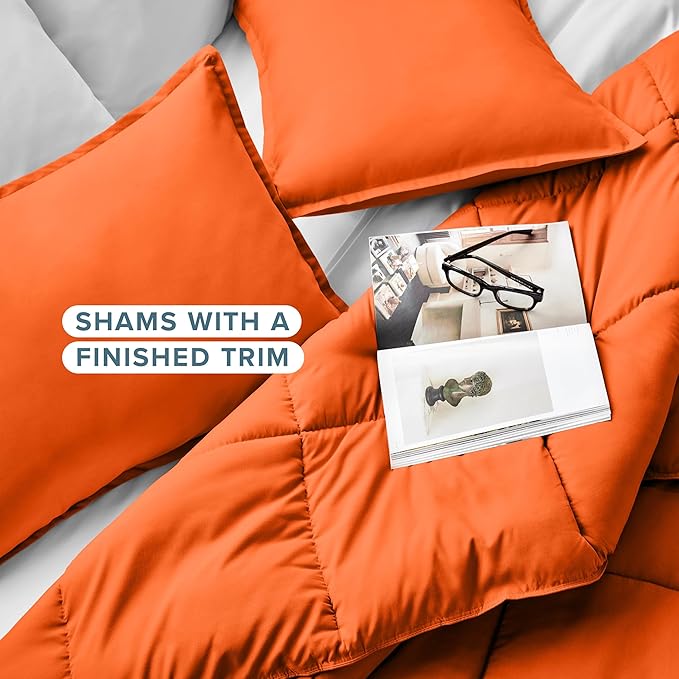 Bare Home Comforter Set - Full Size - Ultra-Soft - Goose Down Alternative - Premium 1800 Series - All Season Warmth (Full, Orange)