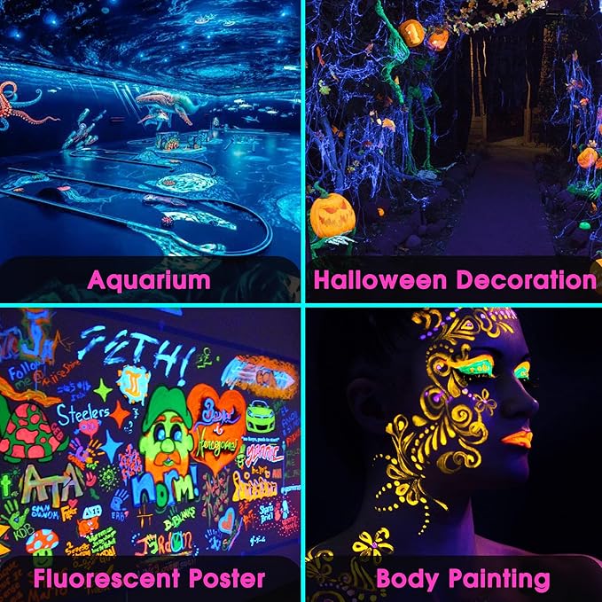 Briignite Black Light Bulbs, 12W LED Black Light Bulb for Halloween Decoration, UVA 385-400nm UV Black Light, A19 Blacklight Bulb for Glow in Dark, Body Paint Fluorescent Poster Glow Party, 2 Pack