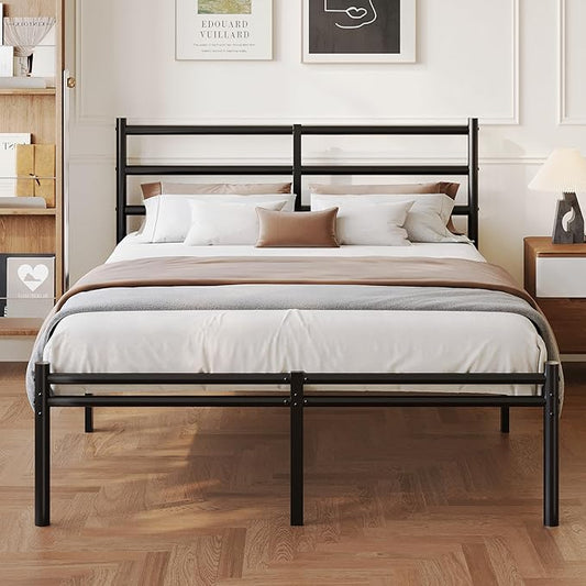 Yicensen California King Bed Frames with Headboard and Footboard, 14 Inch Metal Platform Bed Frame with Steel Slat Support, No Box Spring Needed, Noise Free, Easy Assembly, Black