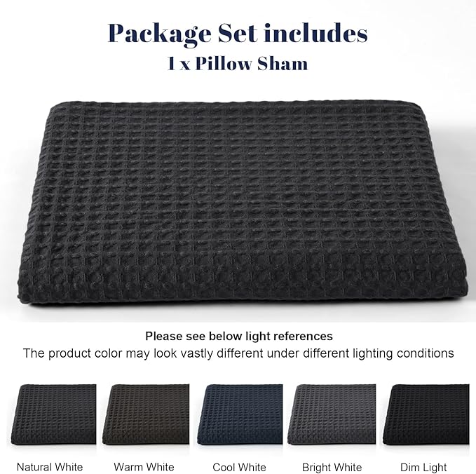 PHF Ultra Soft Waffle Weave Body Pillowcase with Zipper, No Insert, 1Pack 20" x 54" Pillow Sham, Breathable & Skin-Friendly Body Pillow case, Stylish Decorative Bed Pillow Cover, Black