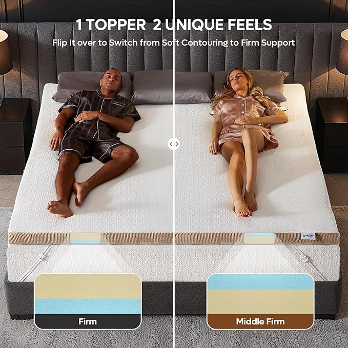 Bestier 4 Inch Gel Memory Foam Mattress Topper King Size - Cooling Bed Pad for Back Pain Relief, Pressure Dispersing Mattress Pad for Bedroom RV, College Dorm (76x80 Inch)