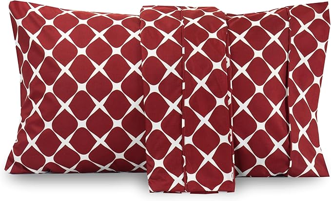 Elegant Comfort Luxury Ultra-Soft 2-Piece Pillowcase Set - 1500 Premium Hotel Quality Microfiber Double Brushed - Wrinkle Resistant, Bloomingdale Burgundy, Standard/Queen Size