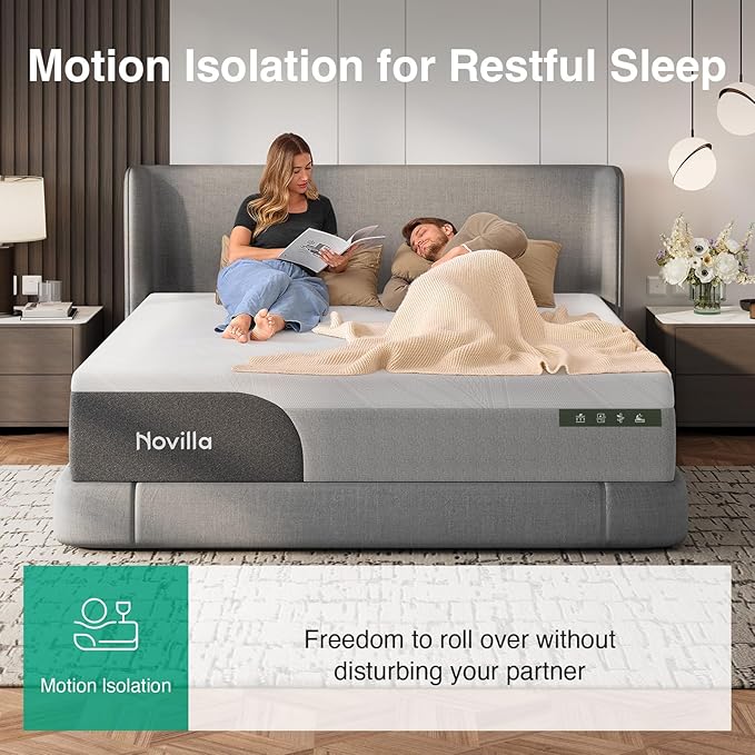 Novilla 10 Inch Mattress Queen Size, Gel-Infused Bliss Cooling Memory Foam Mattress Queen in a Box with Cool-Touch Nylon Cover, Motion Isolation & Ergonomic Support with CertiPUR-US Certified Foam
