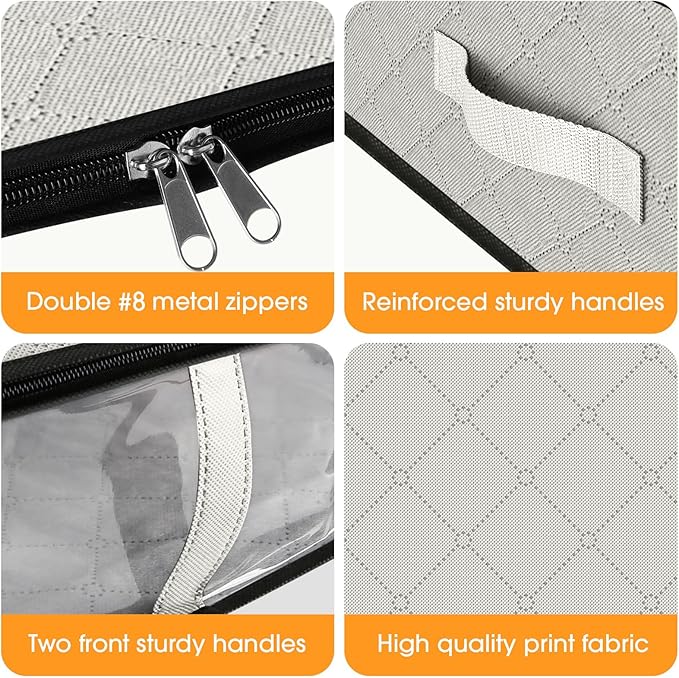 StorageRight Under Bed Storage Bags 10 Pack, 40L Large Clothes & Comforter Storage Containers with Clear Window, Breathable Fabric Organizer for Blankets, Bedding, Seasonal Clothing, White