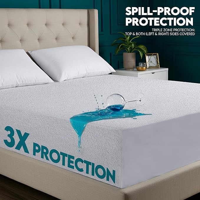 Utopia Bedding Waterproof Mattress Protector Top and Both Sides, King Size, Soft and Breathable Dual Sided Terry Mattress Cover, Fitted Style with Stretchable Elastic Pockets (2 Pack)