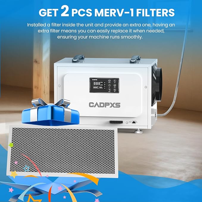 CADPXS Crawl Space Dehumidifier with Pump, 125 Pints Commercial Dehumidifiers with Drain Hose, Dehumidifier for Crawlspace, Basements & Water Damage Use, Memory Restart, cETL, 5 Years Limited Warranty