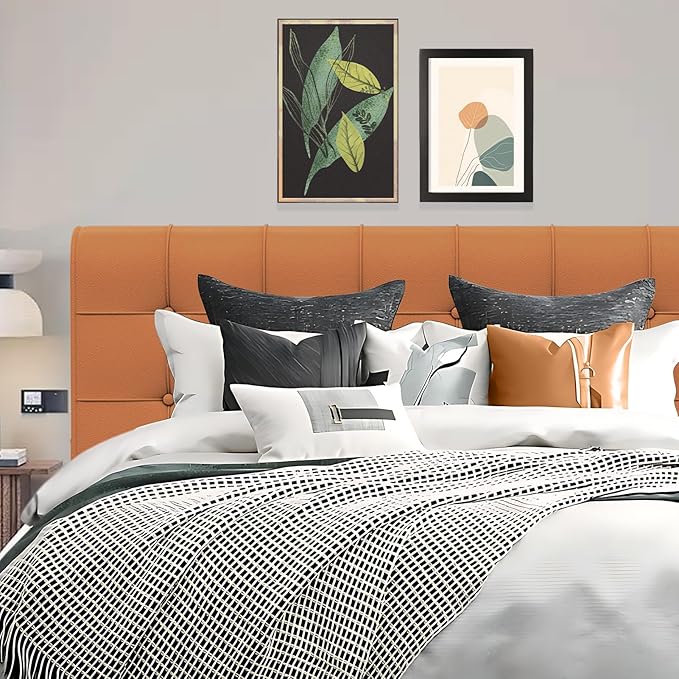 Orange Queen Headboard Pillow Wedge Backrest with Removable Cover Reading Pillow Lumbar Support Memory Foam for Twin XL Dorm Bed Daybed Couch Decorative Cushion College Dorm Essentials