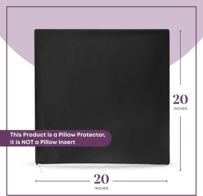 CIRCLESHOME Throw Pillow Protectors - 100% Cotton Breathable Pillowcases - 20 X 20 Square Pillowcases - Protects Pillows from Dirt, Dust and Debris (Square Pillow - 4 Pack- 20x20)