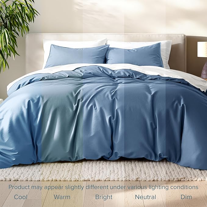 Bare Home Bedding Duvet Cover King Size - Premium 1800 Super Soft Collection - Lightweight, Cooling - Soft Breathable Bedding Duvet Cover (King, Coronet Blue)
