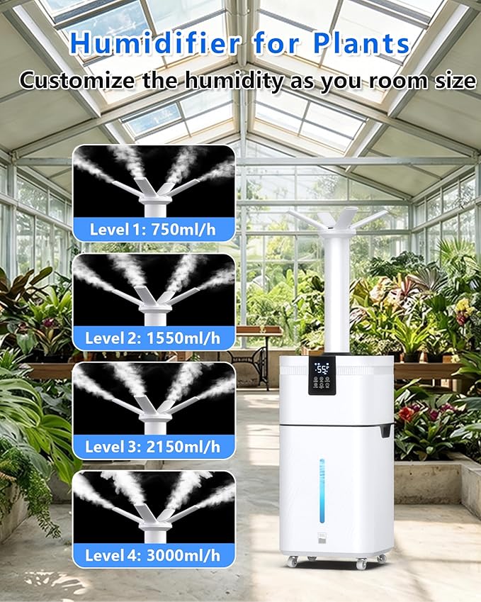 30L/7.93Gal Commercial Humidifier Large Room 4200 sq.ft, Whole House Humidifiers 3000ml/H Mist Output, Cool Mist Industrial Humidifiers for Home, Plants, Office, Warehouse, Greenhouse