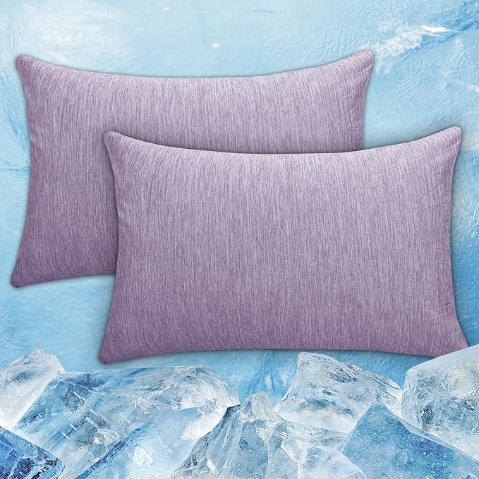 CHOSHOME Cooling Pillow Cases Zipper Pillow Covers Q-Max > 0.45 Zippered Pillowcases for Hot Sleepers, Soft, Breathable, Skin-Friendly, 2 Pack (King, 20"x36", Purple)