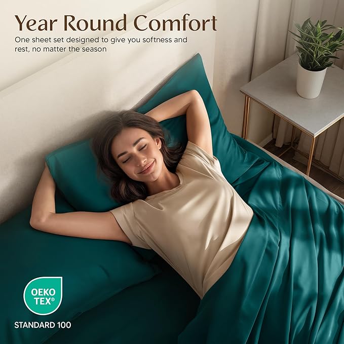 Utopia Bedding Twin Sheet Set – 3 Piece Bed Sheets for Twin Size Bed, Soft and Breathable Microfiber, Includes 1 Fitted Sheet, 1 Flat Sheet and 1 Pillowcase – Oeko Tex (Teal Green)