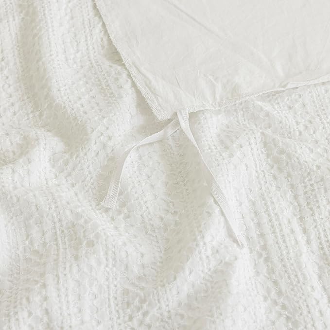 Dreamology Twin Waffle Duvet Cover, Twin Duvet Cover Set,100% Cotton Waffle Weave Duvet Covers with Zipper Closure, Soft & Breathable Duvet Cover Set,Bedding Set Twin 2 Pieces (Cloud White)