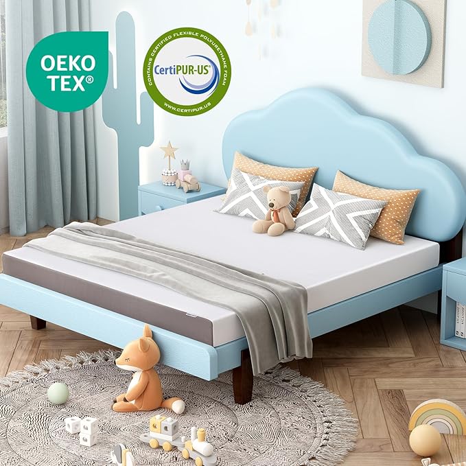Amazon Basics Breathable Memory Foam Mattress, Soft Plush Feel, 6 Inch, Queen, White/Grey, 80 x 60 x 6 inches (LxWxH)