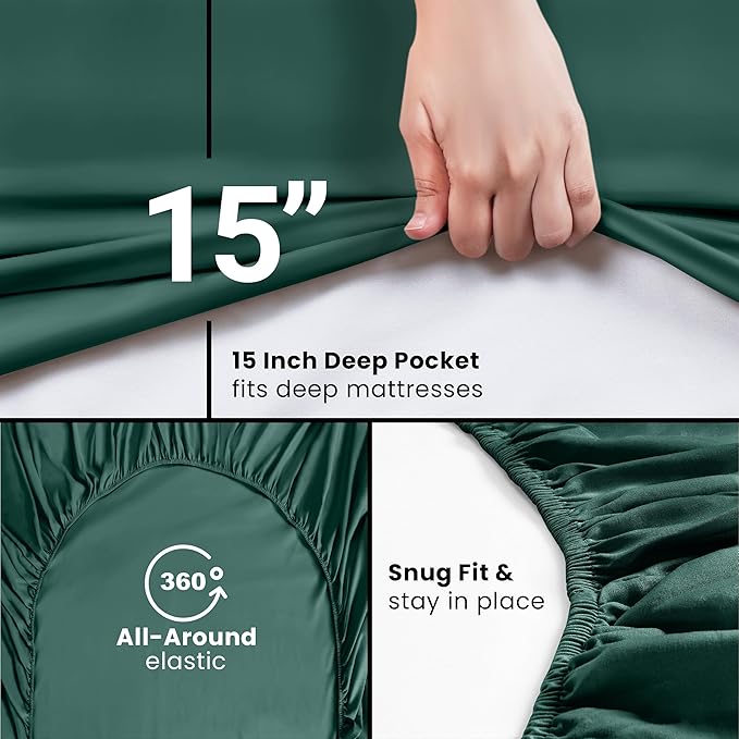 Utopia Bedding Twin Fitted Sheet - Bottom Sheet - Deep Pocket - Soft Microfiber - Shrinkage and Fade Resistant-Easy Care -1 Fitted Sheet Only (Emerald)