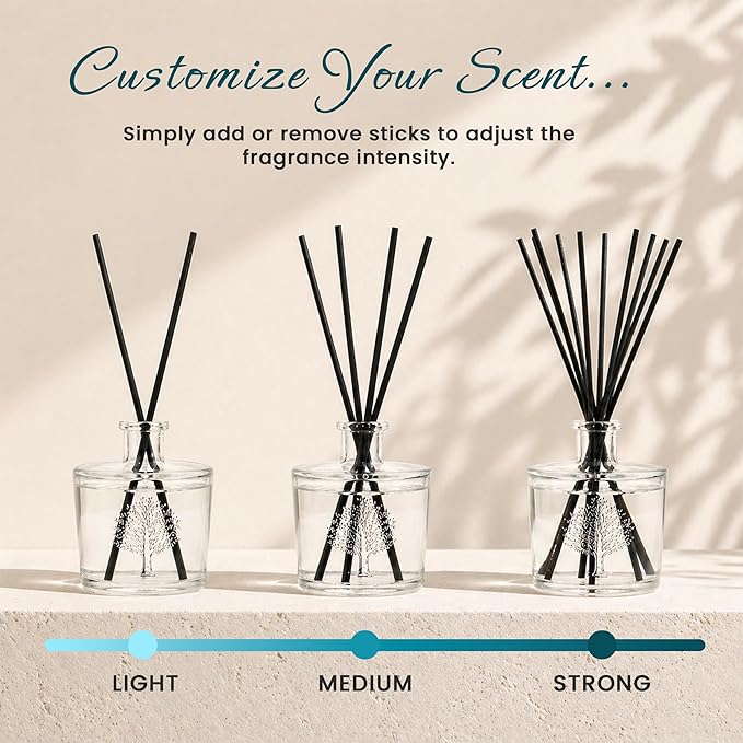 Wavertree & London Natural Beach Scented Reed Diffusers Set - Long Lasting Aromatherapy Air Freshener Diffuser with Sticks for Home & Office | 250ml Scented Diffuser with 6 Months Scent Life