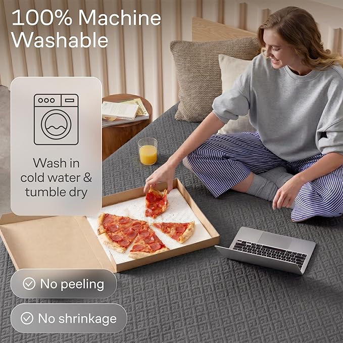 100% Waterproof Twin Mattress Protector - 360 Pad Protection Against Spills, Stains & Accidents for Parents & Pet Owners - Noiseless & Cooling Viscose Made from Bamboo (Grey)