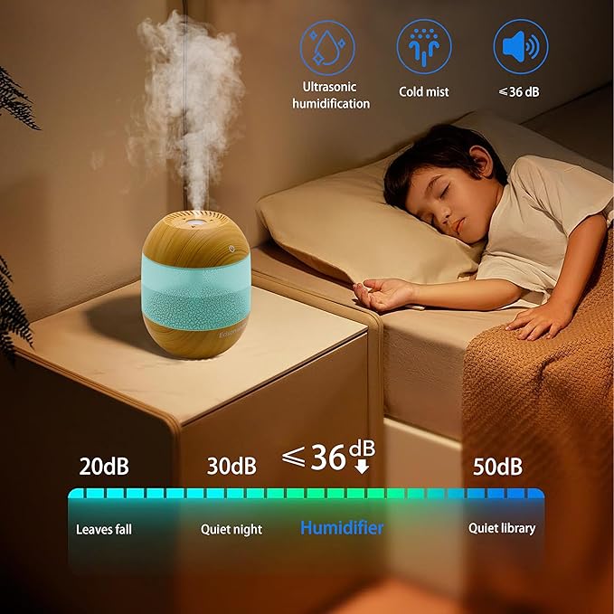Volcano Flame Essential Oil Diffuser, Ultrasonic Aroma Diffuser with Multi Color LED Light, Wood Grain USB Cool Mist Humidifier, Silent Aromatherapy for Home & Office Gift