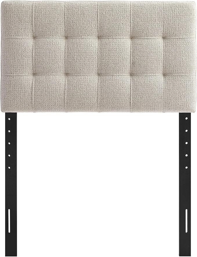 Modway Lily Twin Size Headboard with Biscuit Tufting in Dove - Fabric Upholstery with Padded Design and 5 Height-Adjustable Mounts