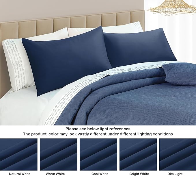 100% Egyptian Cotton Toddler Pillowcases Set of 2, 400 Thread Count Sateen Weave Small Pillow Protectors, Super Soft Breathable Zippered Pillow Covers 13x18 Inches (Navy Blue, Toddler)