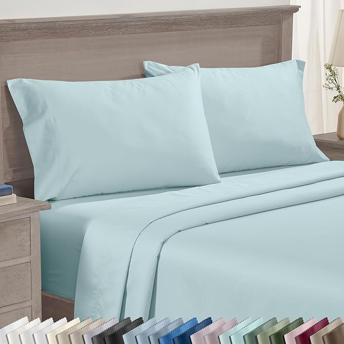CALIFORNIA DESIGN DEN Luxuriously Soft Hotel Quality 600 Thread Count, 100% Cotton Set of 2 Cases, Crisp & Cool King Size Pillow Covers Set of 2 Fits King Pillows (Seafoam)