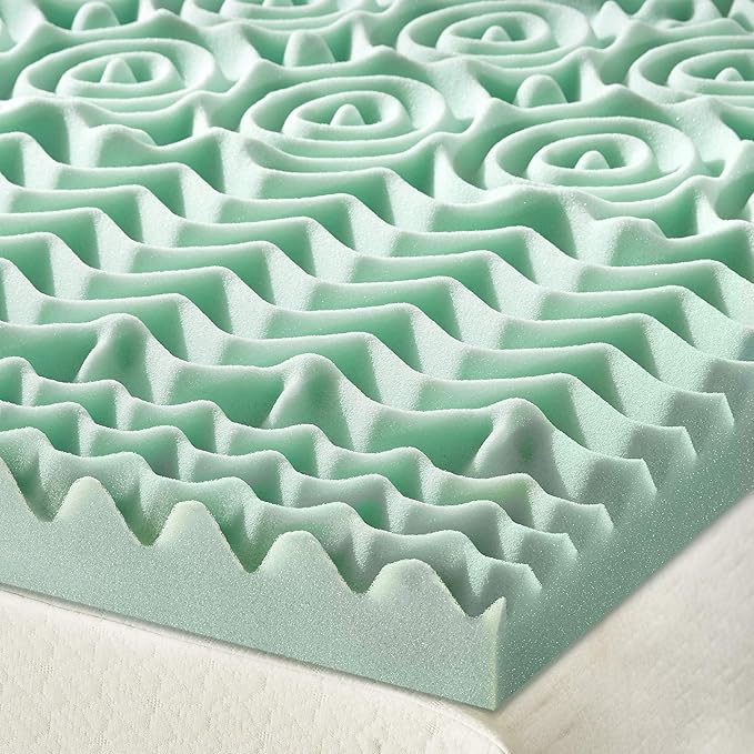 Mellow 1.5 Inch 5-Zone Memory Foam Mattress Topper, Calming Aloe Infusion, Dorm Essentials, Queen