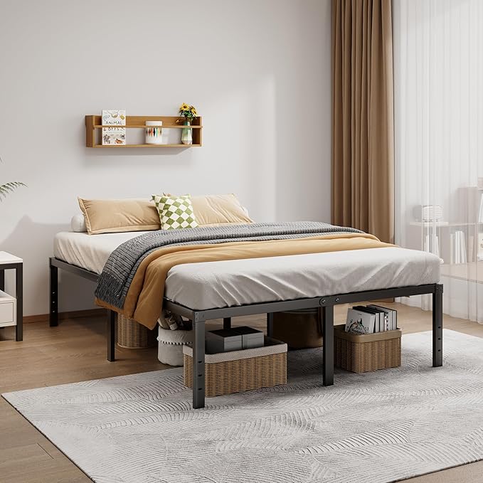 LUMUNANCE Metal Bed Frame King Size - 18 Inch Heavy-Duty King Platform Bed Frame No Box Spring Needed, Easy Assembly, Noise-Free, Sturdy Mattress Foundation, Underbed Storage Space