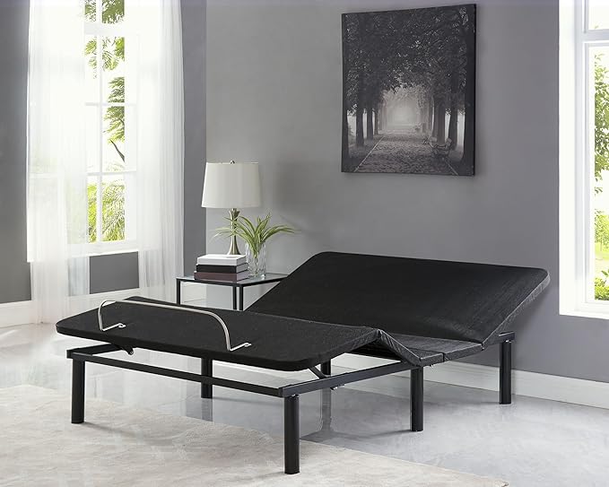 Naomi Home Serenity Full Adjustable Bed Base, Zero Gravity, Wireless Remote, USB Ports, 800 lb Capacity, Black Metal Frame, Easy Assembly for Enhanced Comfort and Relaxation