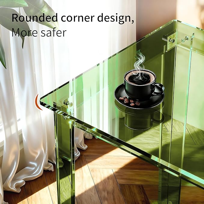 Acrylic Desk, Clear Modern Writing Table for Home Office (Green, Small)